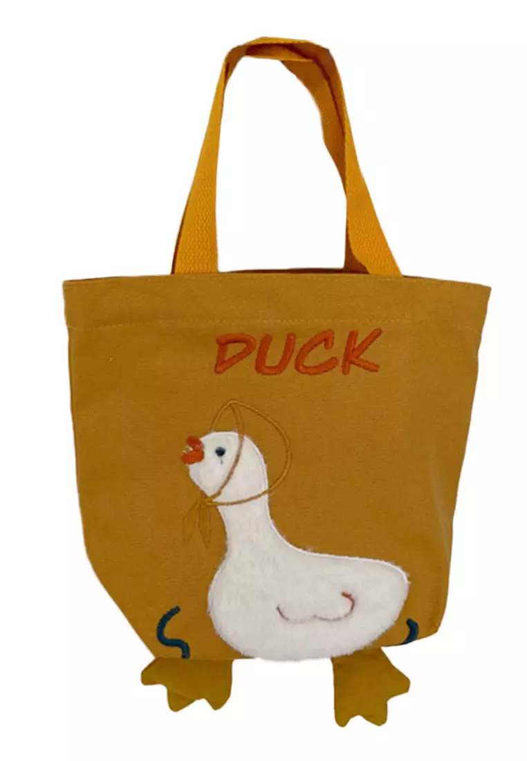 Sunnydaysweety Embroidered Duckling Canvas Handbag A092504YE