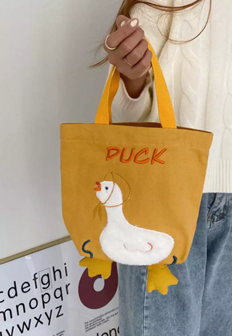 Sunnydaysweety Embroidered Duckling Canvas Handbag A092504YE