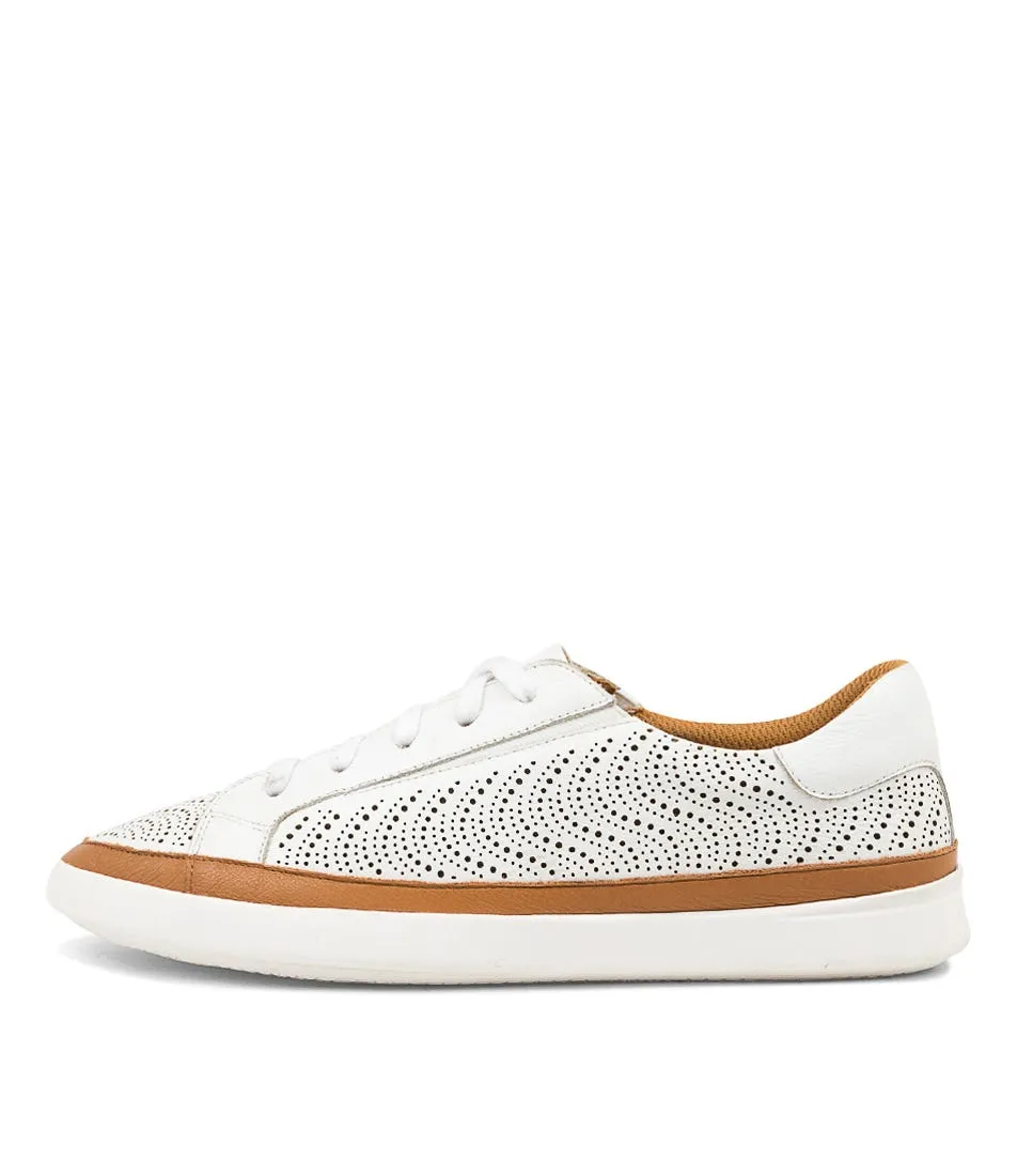 SUPERSOFT Alent White Dark Tan Leather Sneakers