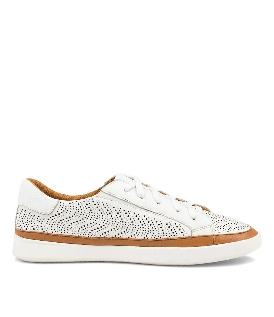 SUPERSOFT Alent White Dark Tan Leather Sneakers