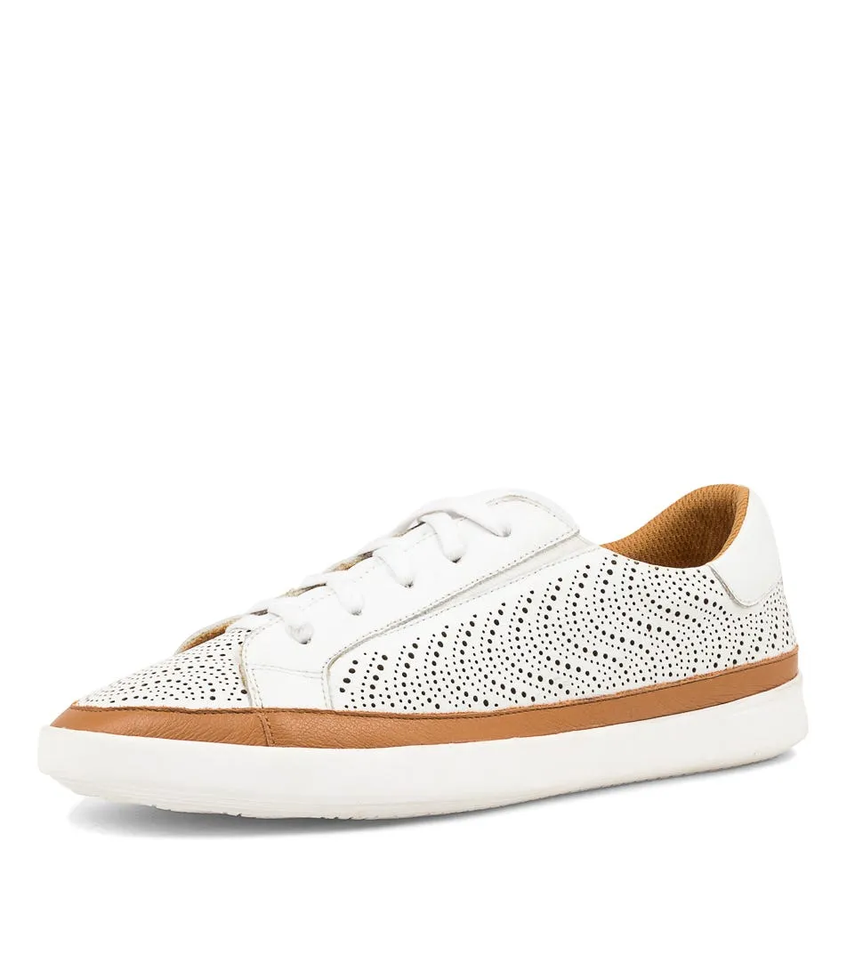 SUPERSOFT Alent White Dark Tan Leather Sneakers