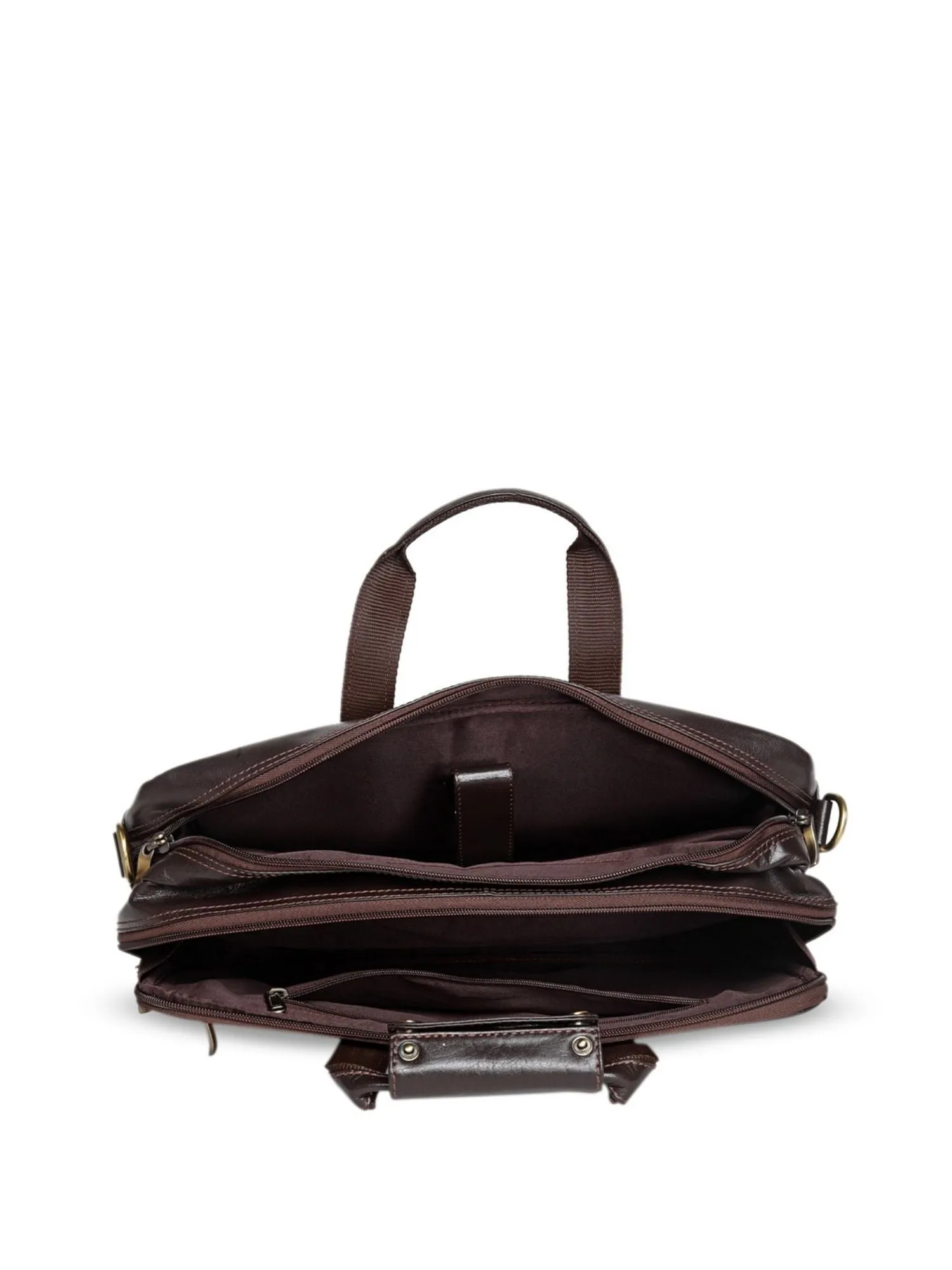 Teakwood Unisex Brown Solid Genuine Leather Laptop Bag - Clearance sale