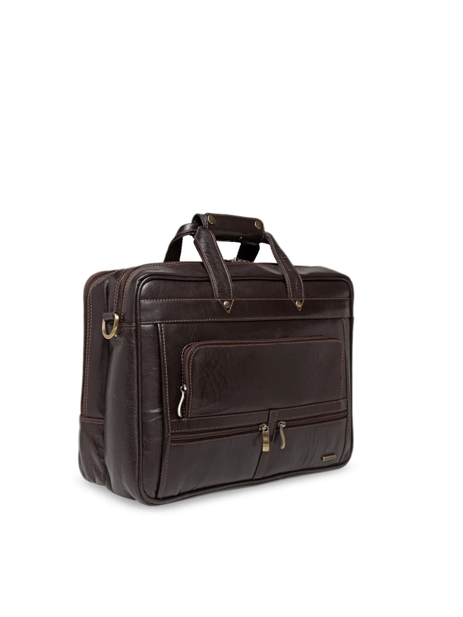 Teakwood Unisex Brown Solid Genuine Leather Laptop Bag - Clearance sale