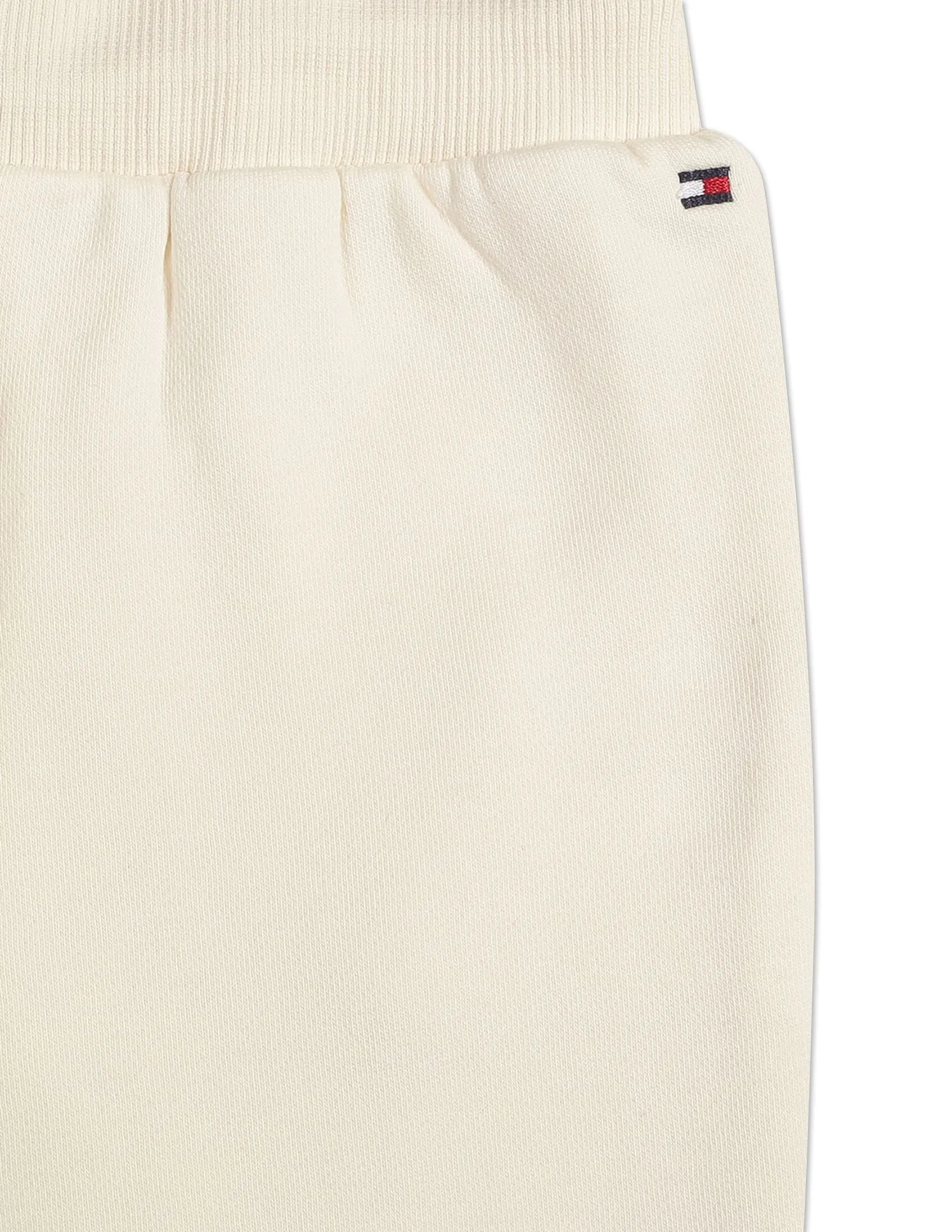 Tommy Hilfiger Kids Girls Ivory Mid Rise Brand Embroidered Joggers