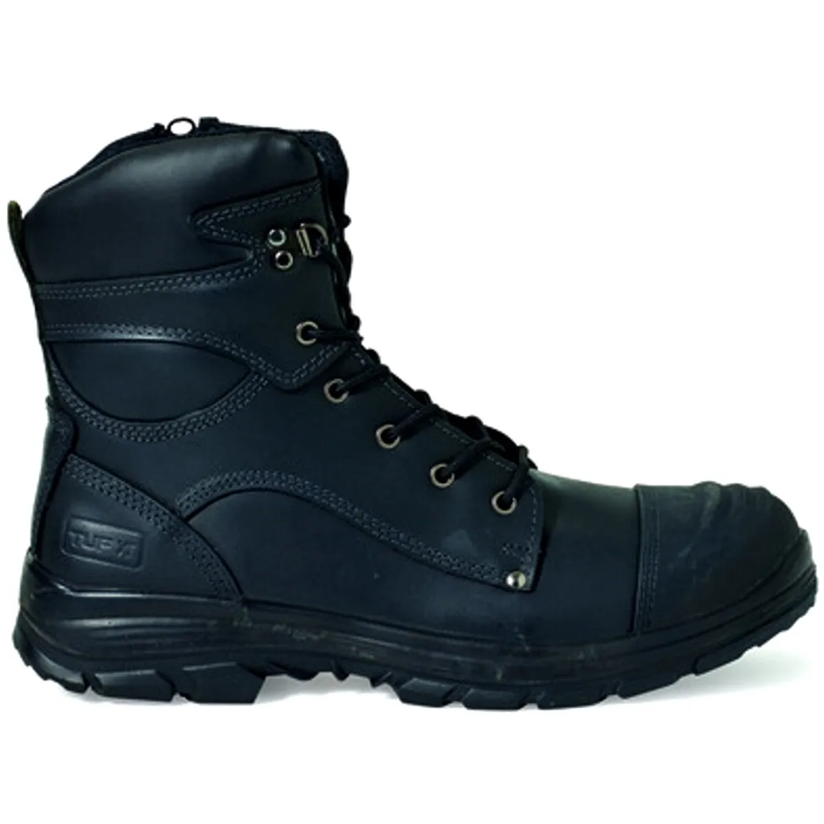 Tuf 100207 Marshall 8.5'' Hi-Leg Zip Black Leather S3 WRU HRO SRC Safety Boot with Midsole 