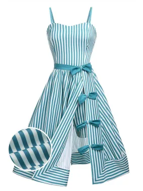 Turquoise 1950s Stripes Romper & Skirt