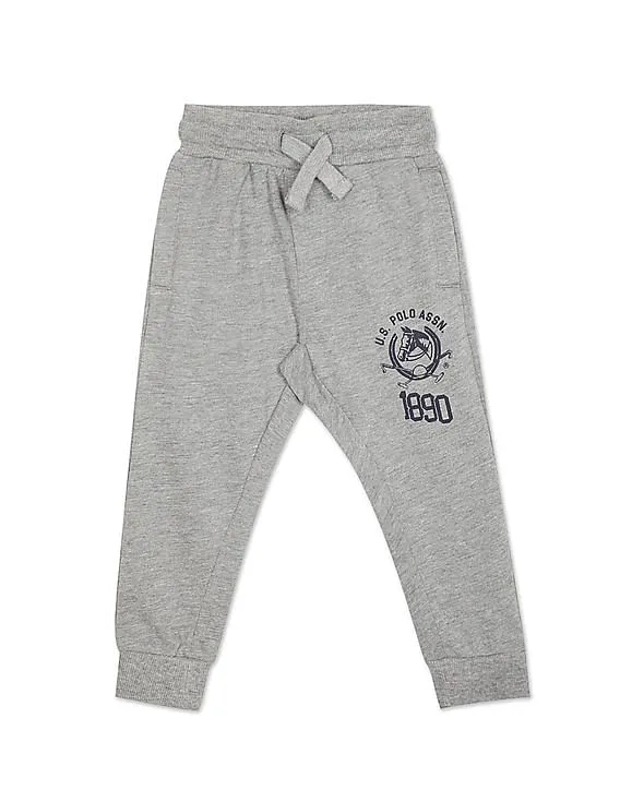 U.S. Polo Assn. Kids Boys Grey Drawstring Waist Heathered Joggers