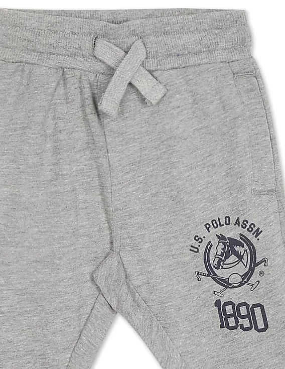 U.S. Polo Assn. Kids Boys Grey Drawstring Waist Heathered Joggers