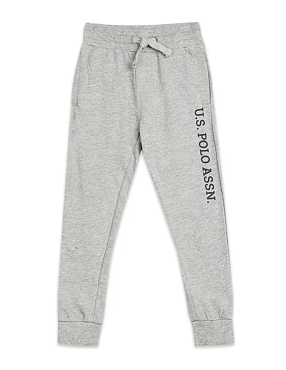 U.S. Polo Assn. Kids Boys Grey Elasticized Waist Heathered Joggers