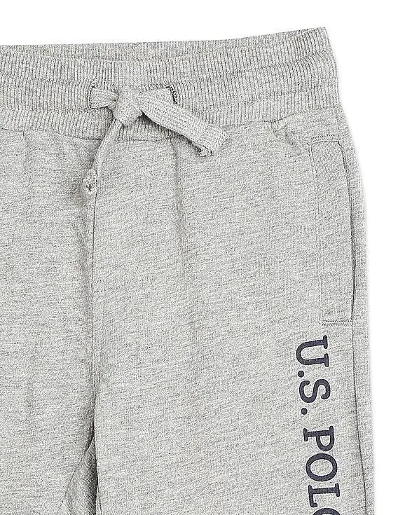 U.S. Polo Assn. Kids Boys Grey Elasticized Waist Heathered Joggers