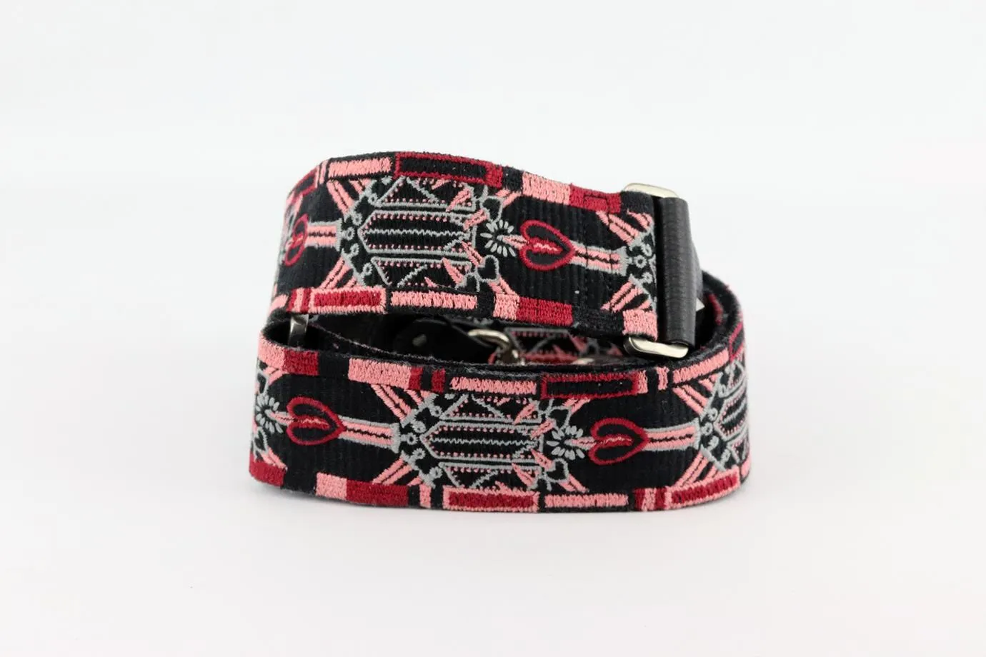 VALENTINO GARAVANI EMBROIDERED CANVAS AND LEATHER BAG STRAP