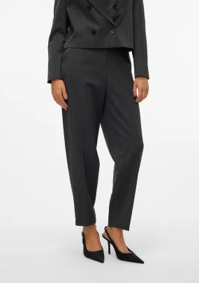 Vero Moda Silje Pinstripe Barrel Leg Trousers, Grey