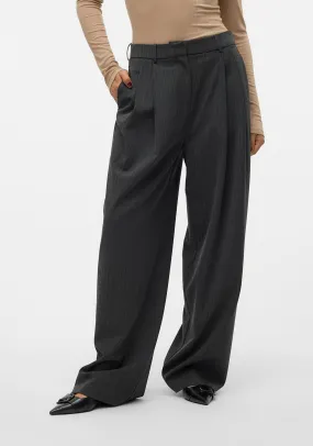 Vero Moda Silje Pinstripe Wide Leg Trousers, Grey