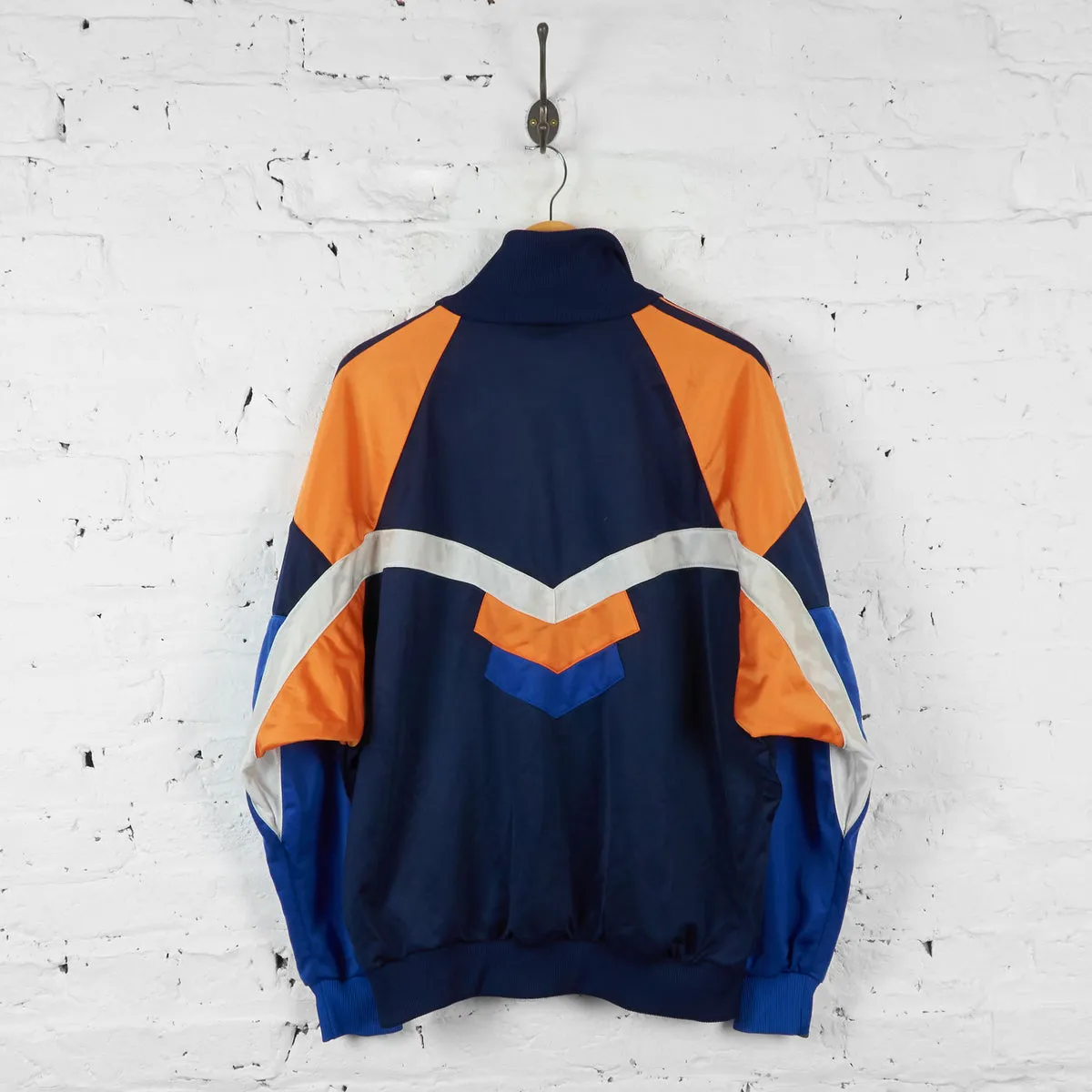 Vintage Colourblock Adidas Tracksuit Top - Orange/Navy - L