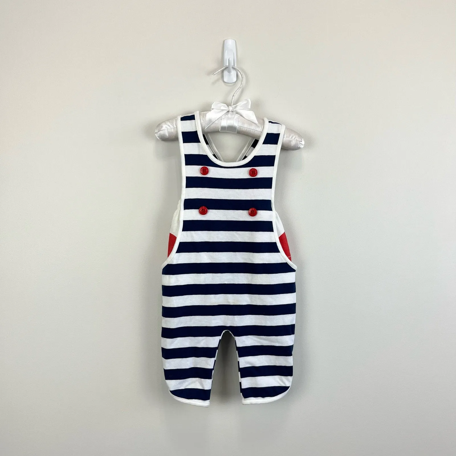 Vintage Pattycakes Striped Whale Romper 6 Months USA