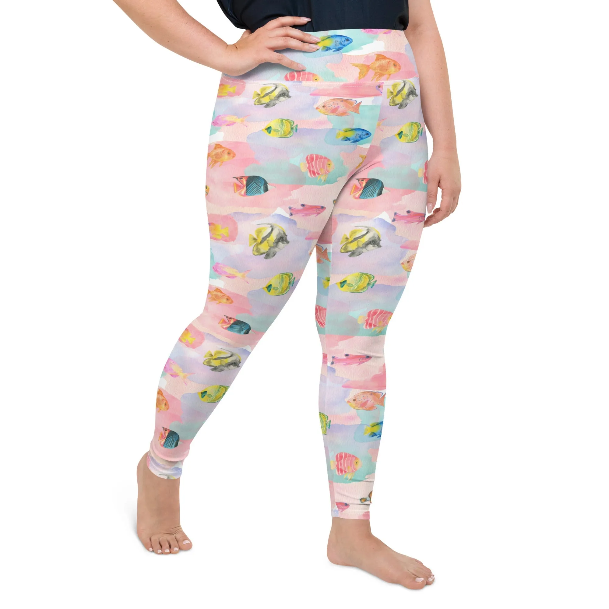 Watercolor Fish Plus Size Leggings