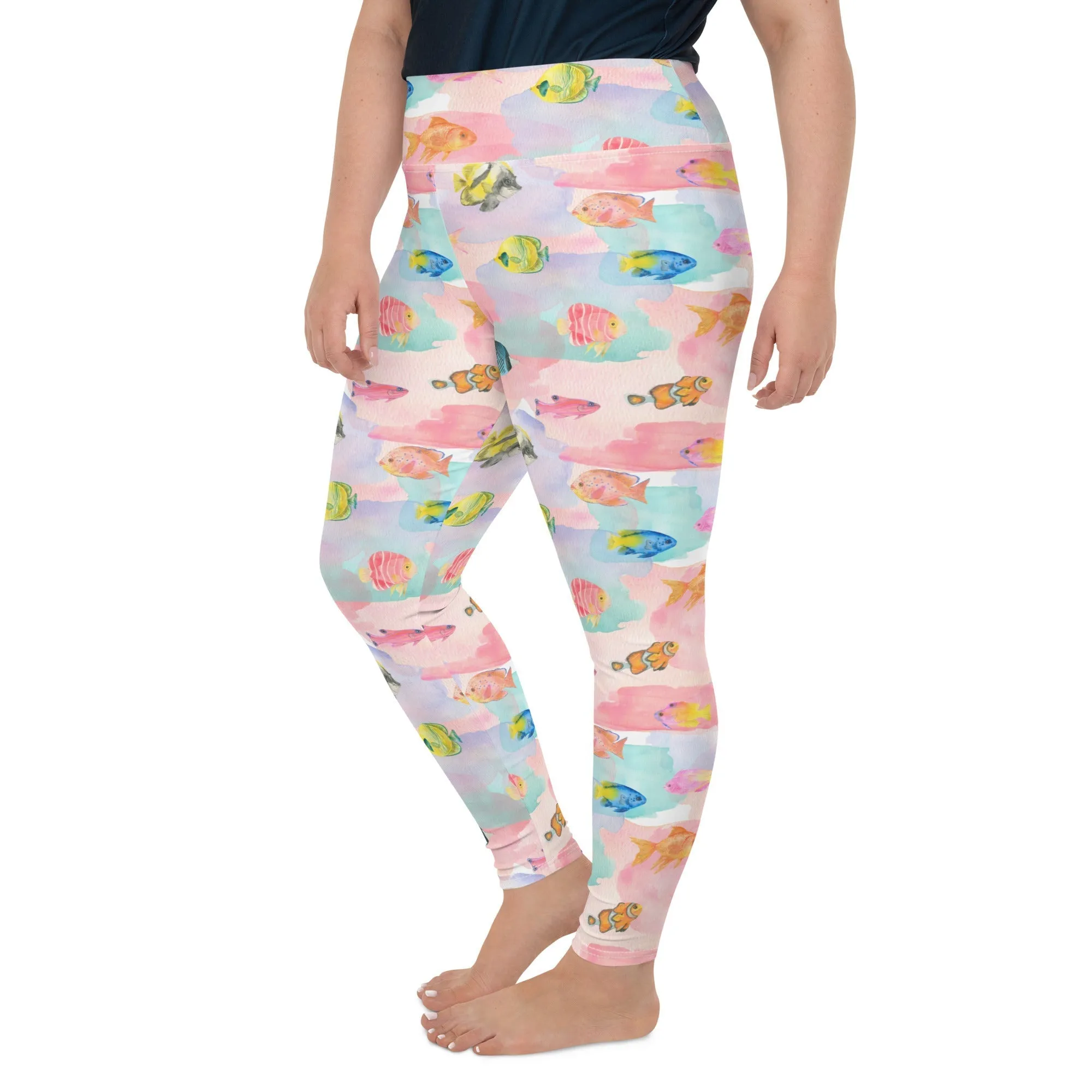 Watercolor Fish Plus Size Leggings