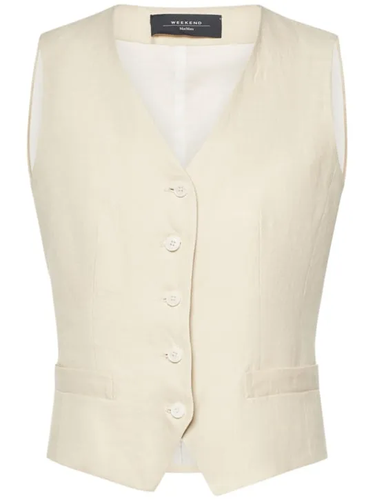 Weekend Max Mara   Pacche linen canvas vest 