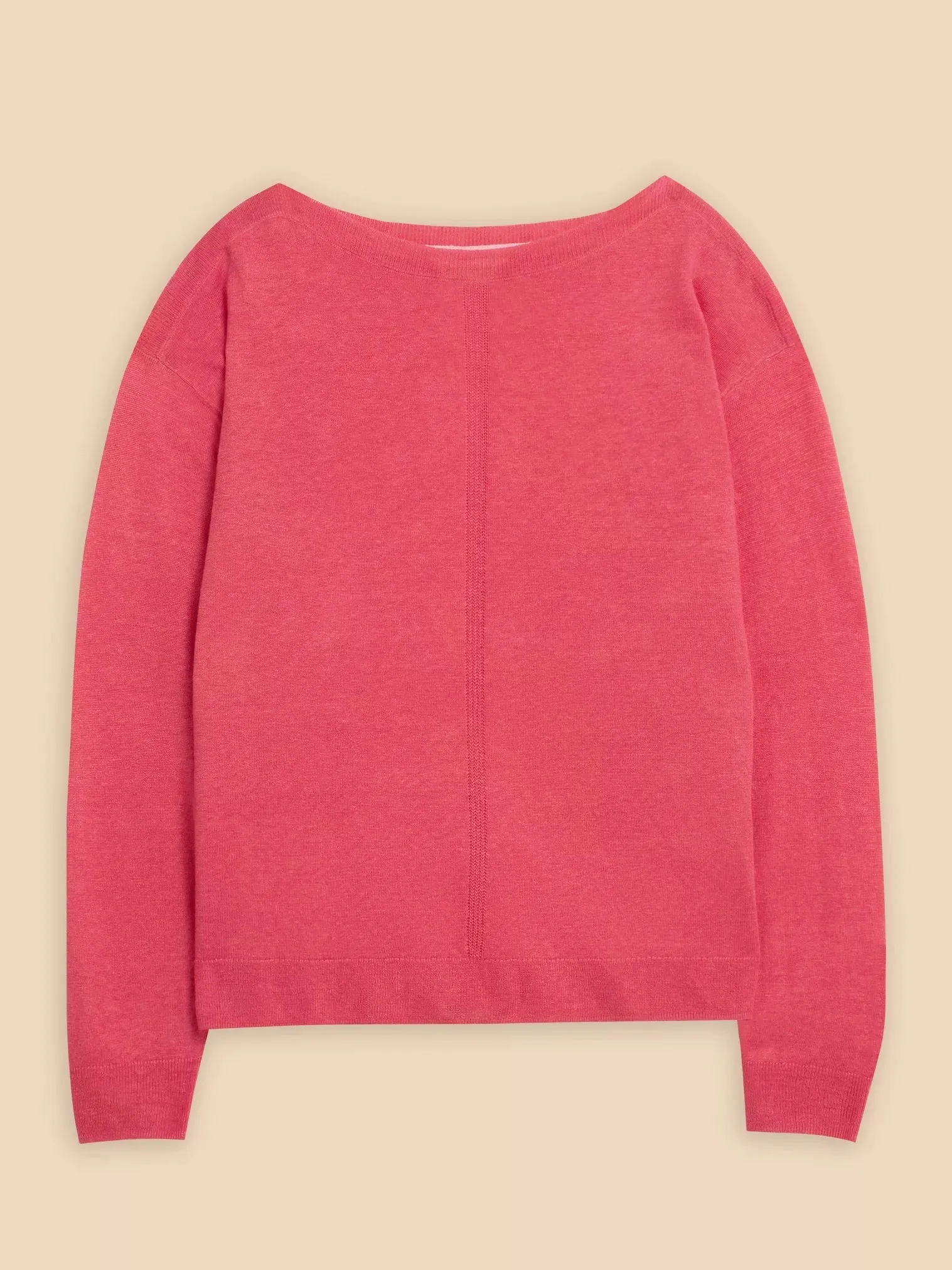 White Stuff Linen Crew Jumper Bright Pink