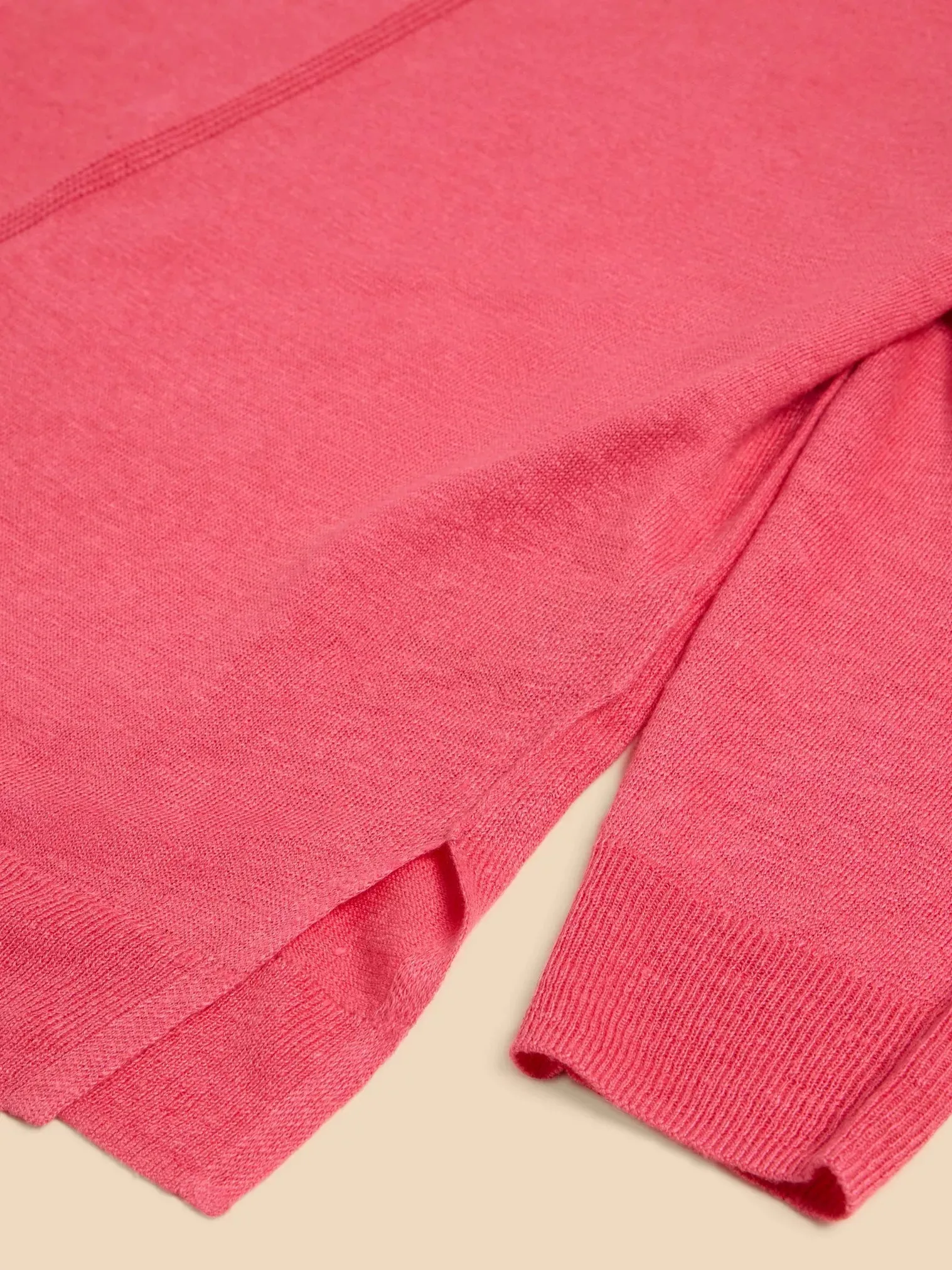 White Stuff Linen Crew Jumper Bright Pink