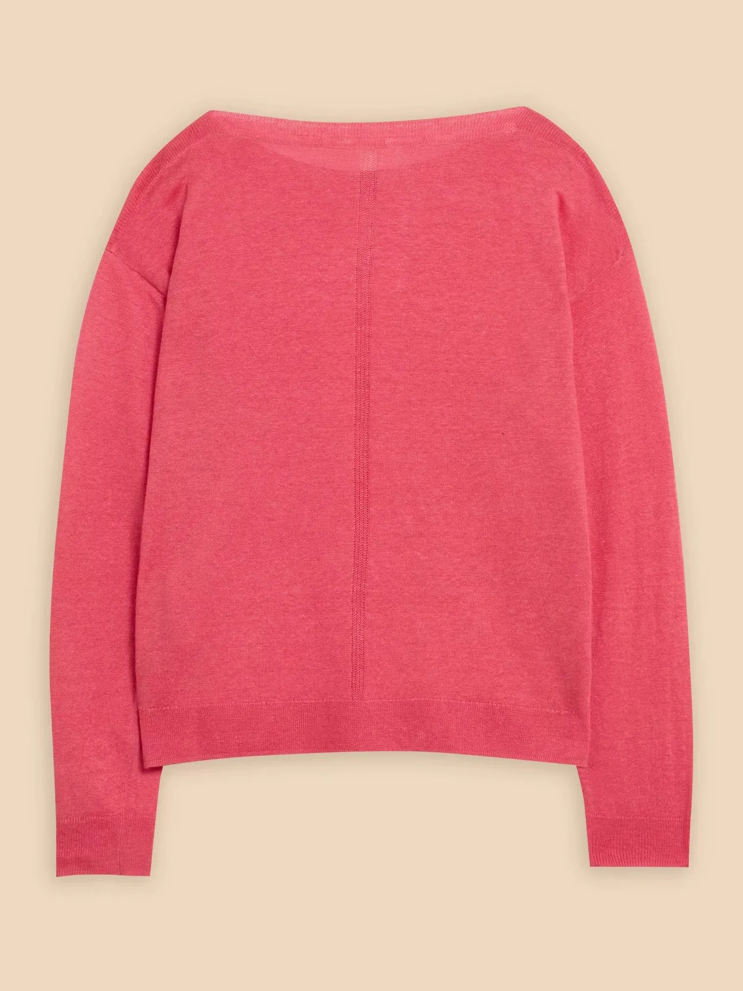 White Stuff Linen Crew Jumper Bright Pink