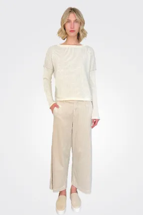 Wide Leg Corduroy Trousers - Sand