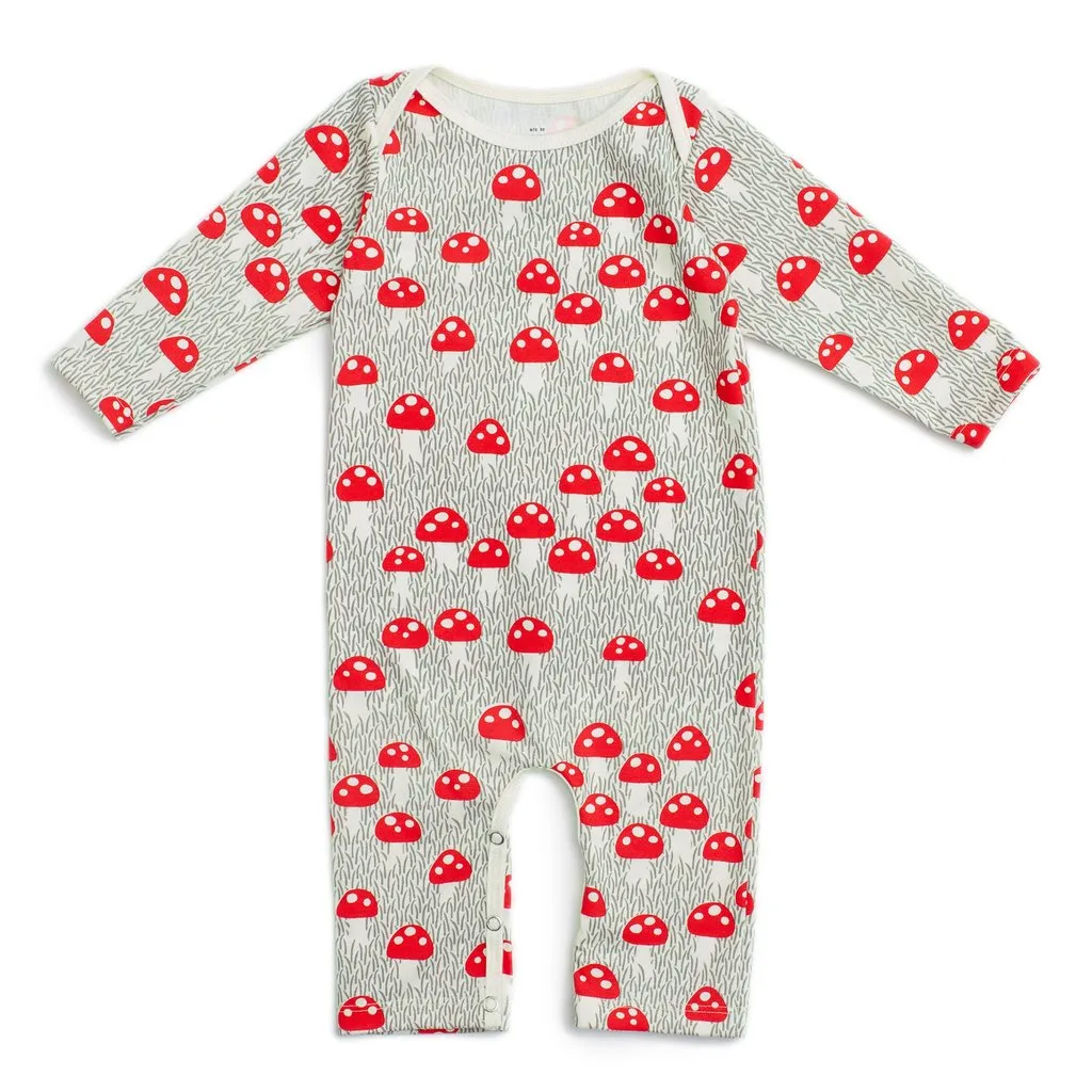 Winter Water Factory | Long Sleeve Romper in Mushroom Print