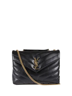 WOMAN SAINT LAURENT BLACK LEATHER LOULOU SMALL BAG