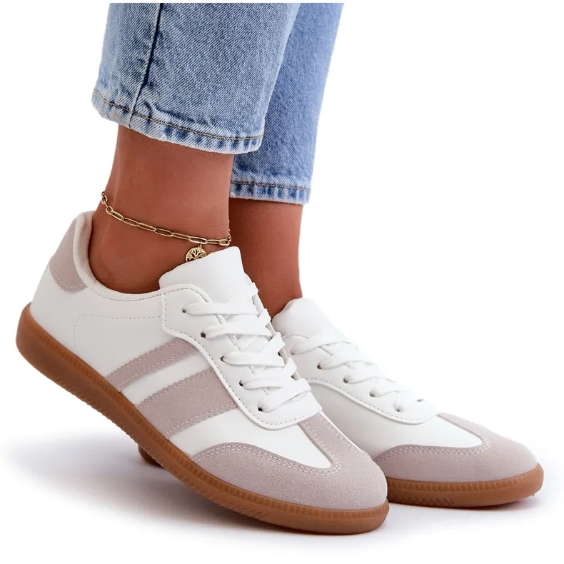 Women's Low Eco Leather Sneakers White-Gray Relialia grey