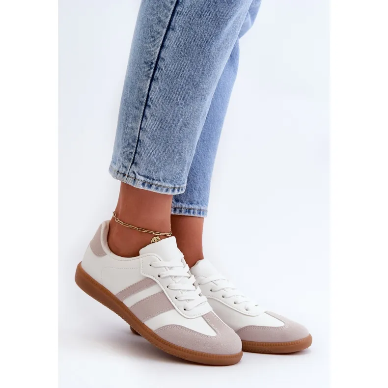 Women's Low Eco Leather Sneakers White-Gray Relialia grey