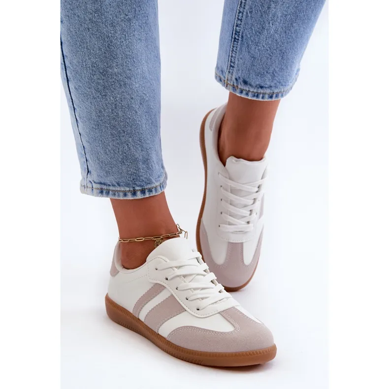 Women's Low Eco Leather Sneakers White-Gray Relialia grey