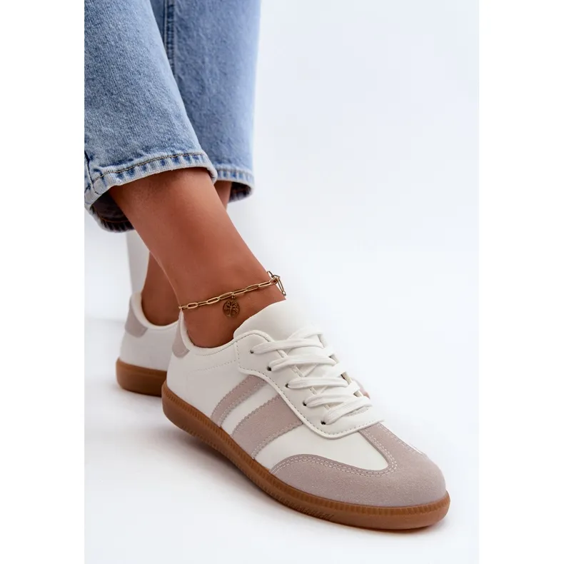 Women's Low Eco Leather Sneakers White-Gray Relialia grey