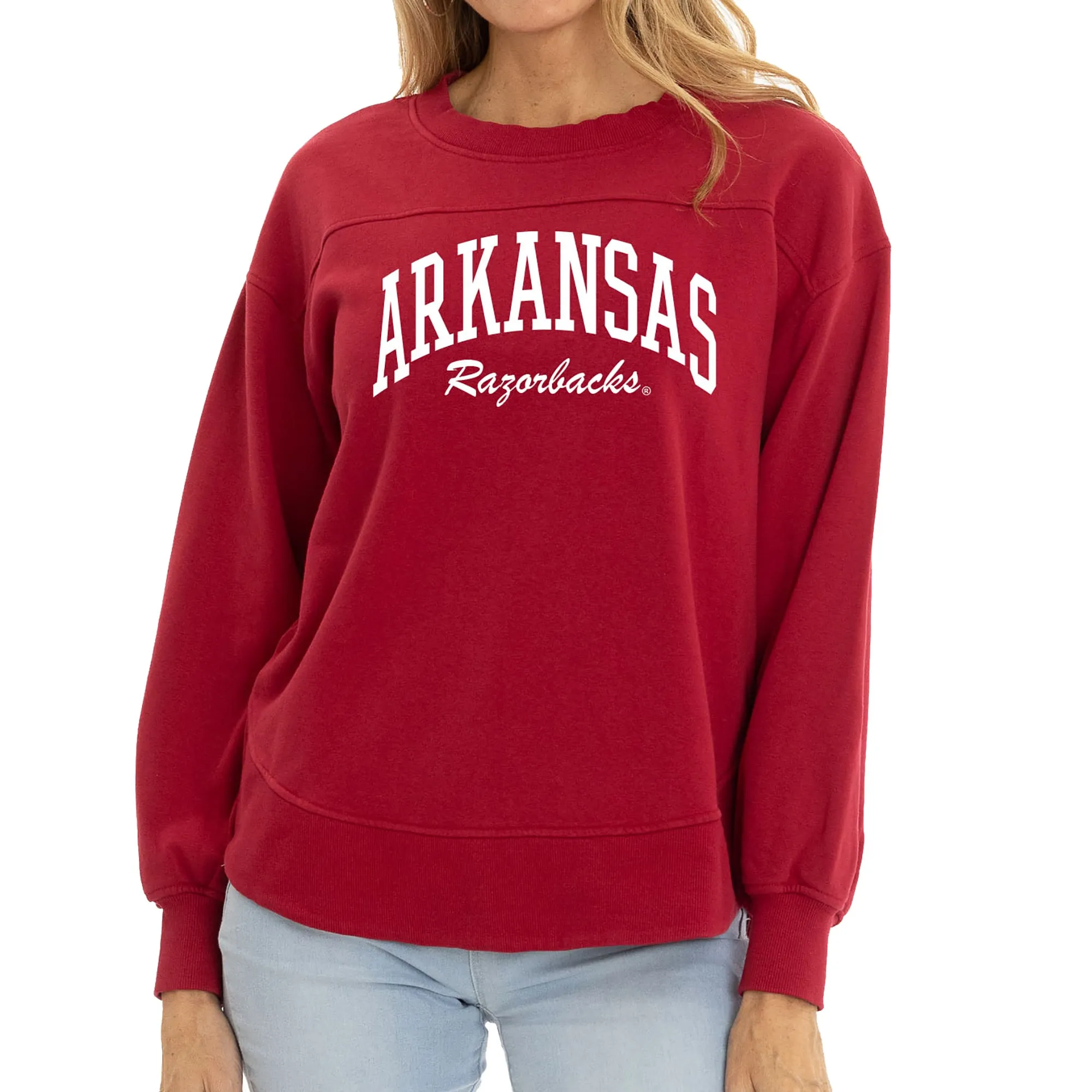 Women's  Cardinal Arkansas Razorbacks Yvette Pullover Sweatshirt