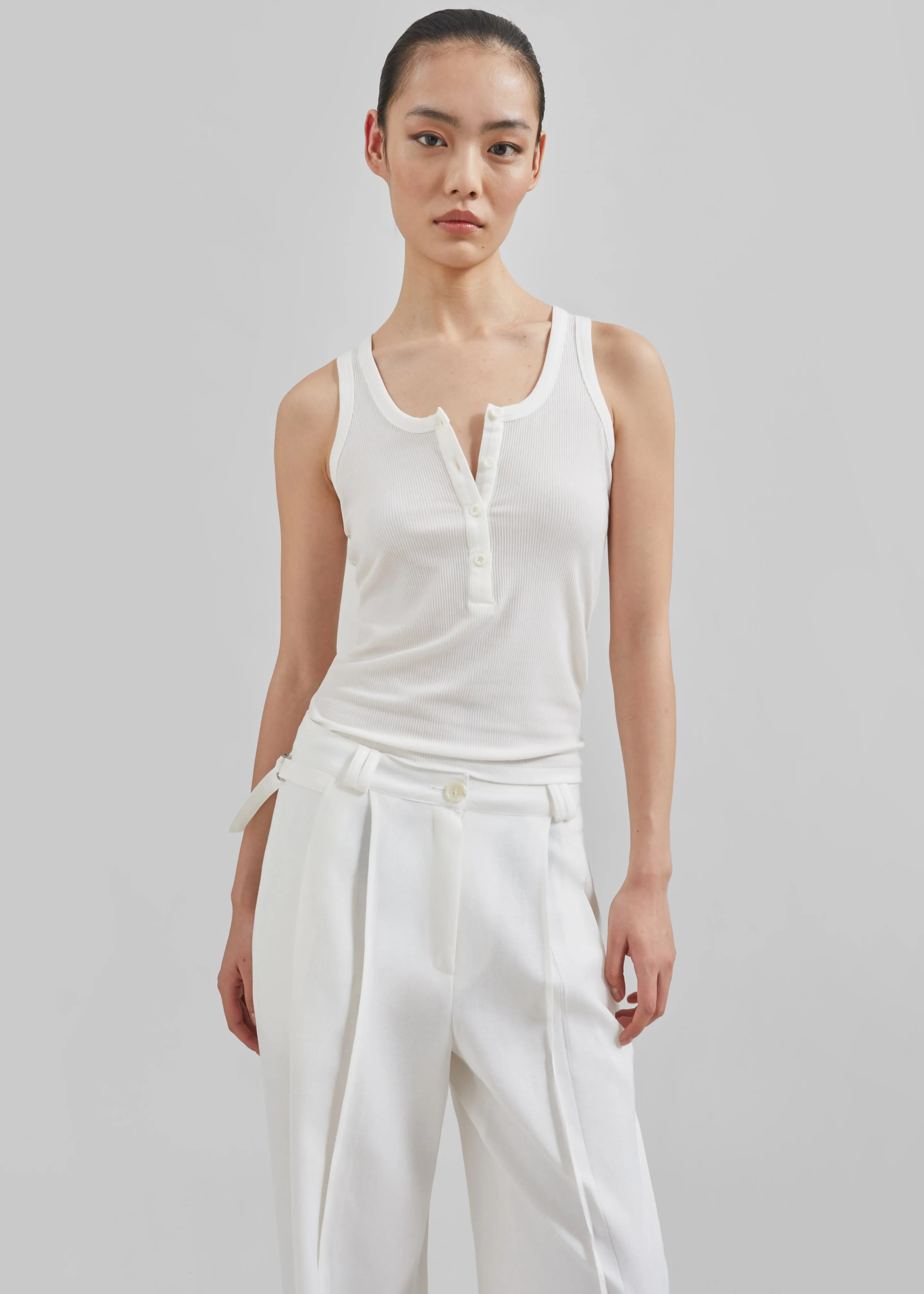 Xia Side Belt Trousers - White