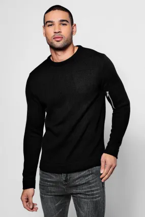 Zip Pocket Knitted Jumper | boohooMAN UK