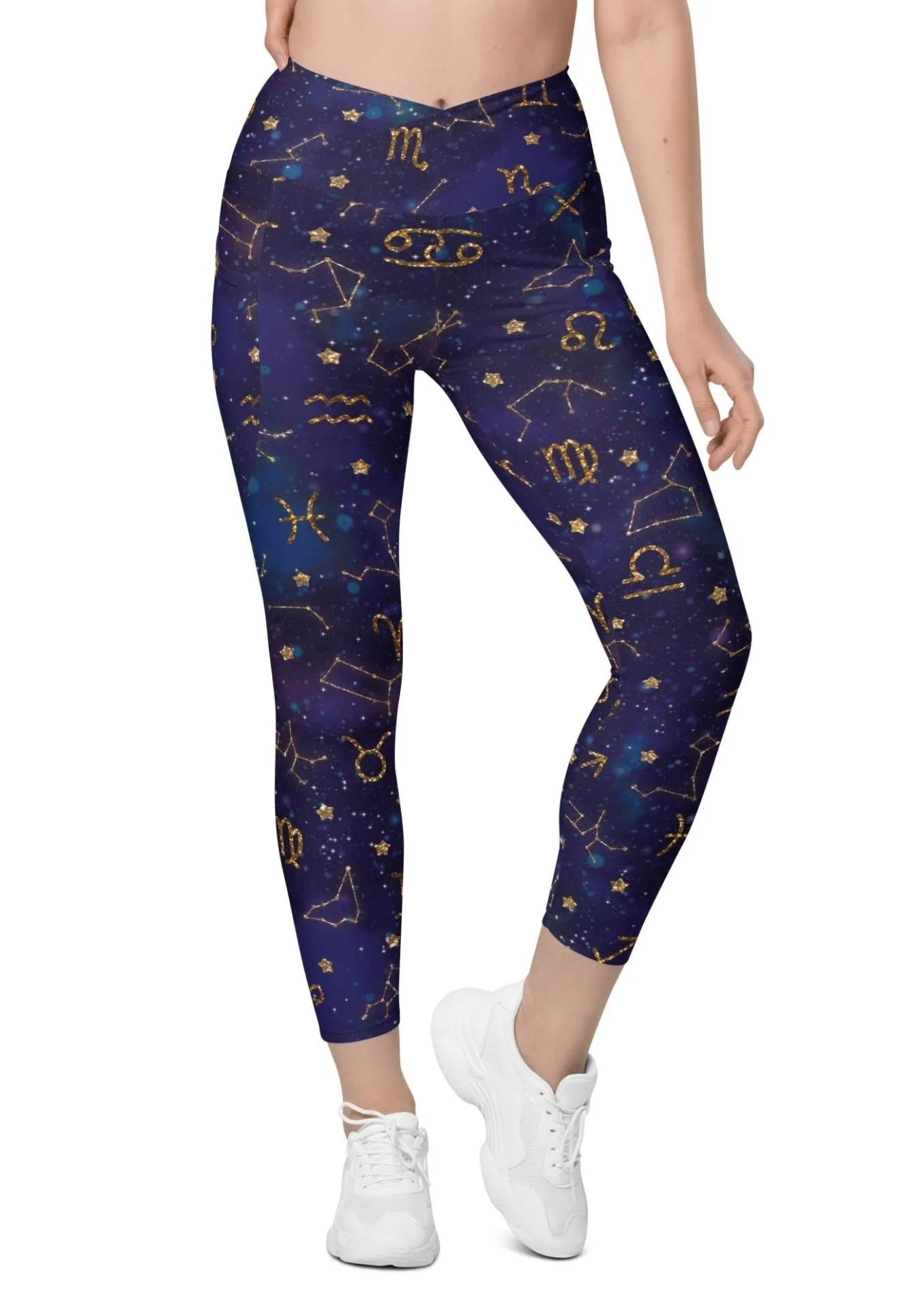 Zodiac Signs Crossover Leggings With Pockets