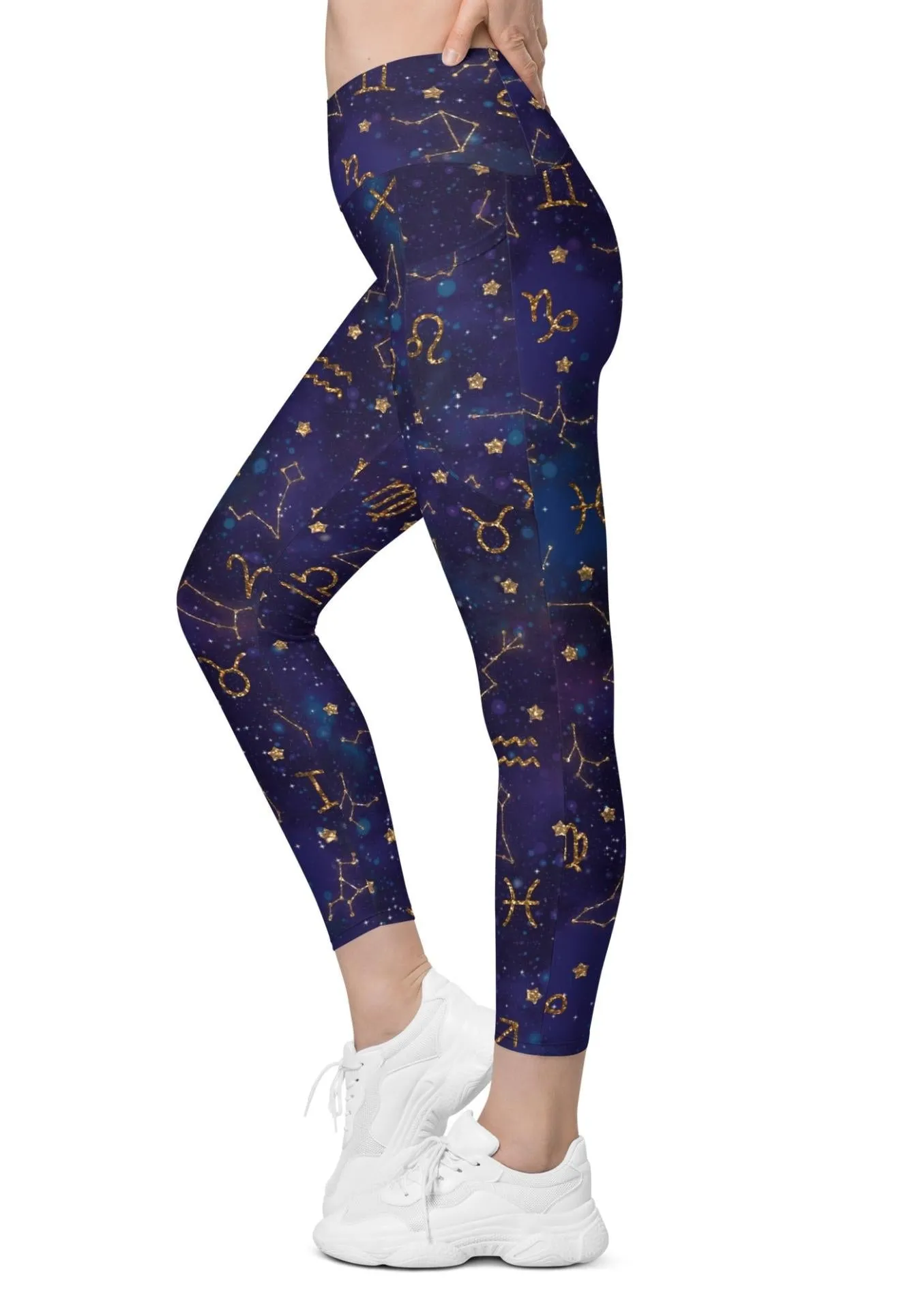 Zodiac Signs Crossover Leggings With Pockets